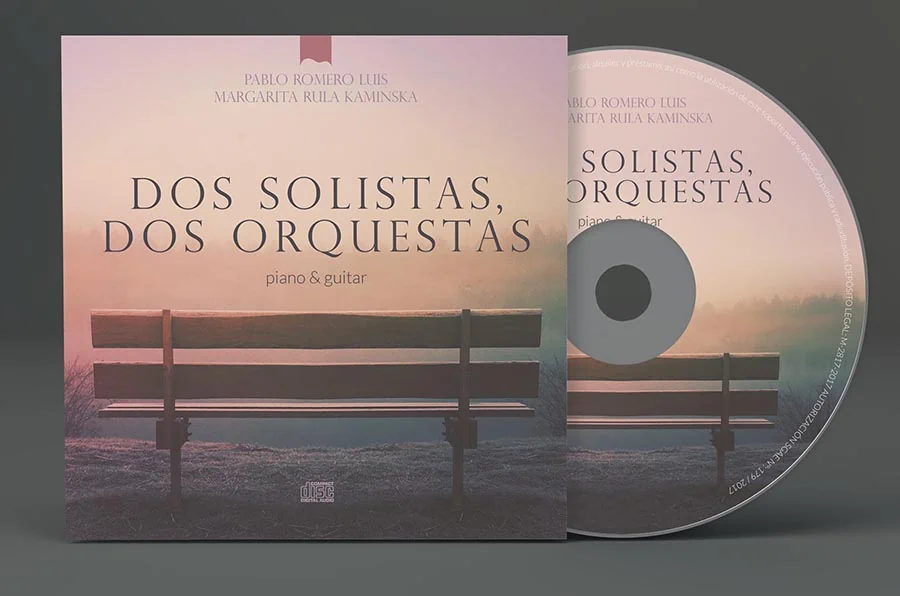 CD Dos solistas, dos orquestas. Un disco de piano y guitarra de Pablo Romero Luis y Margarita Rula Kaminska.