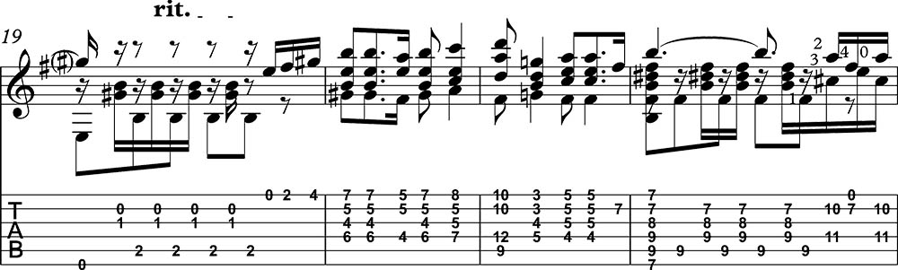Partitura Danza 5 granados clase 2 compases 19-22