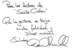 Dedicatoria de David Russell a Sexto Orden