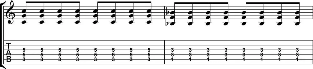 Quintas en guitarra ejercicio 1