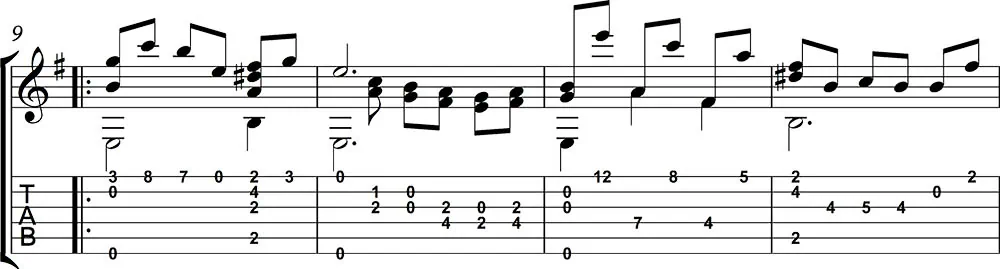 Partitura y Tablatura de Lágrima de Tárrega 3