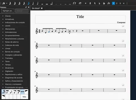 Separar plicas de las corcheas en musescore 3